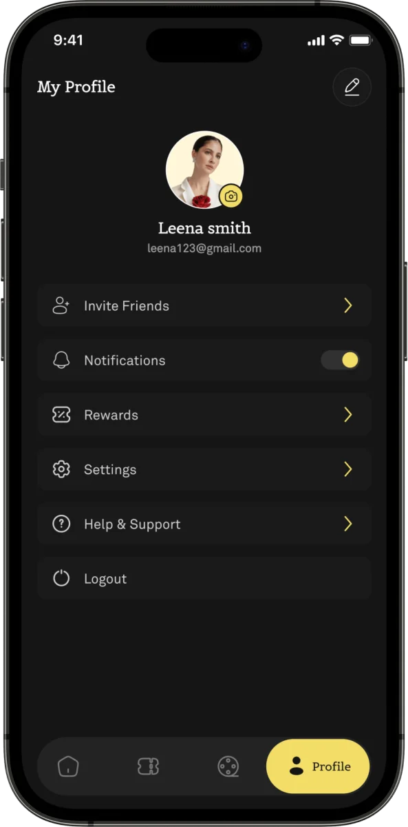 my profile screen