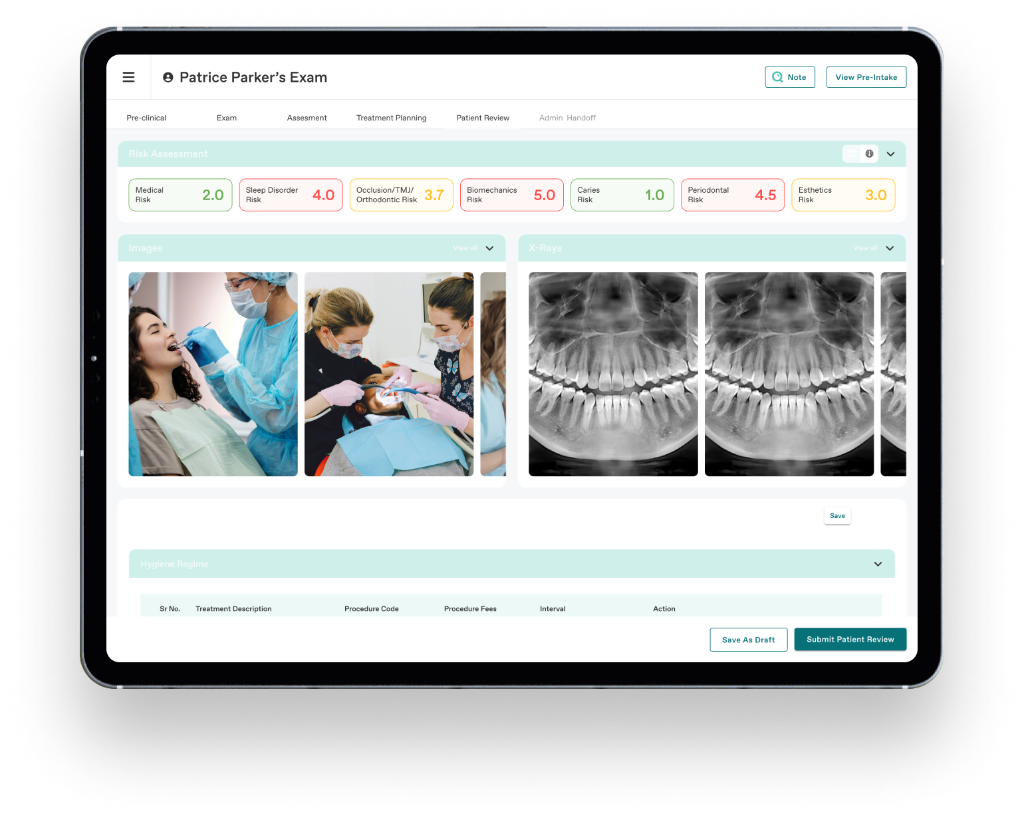 Data consolidation radiography dashboard