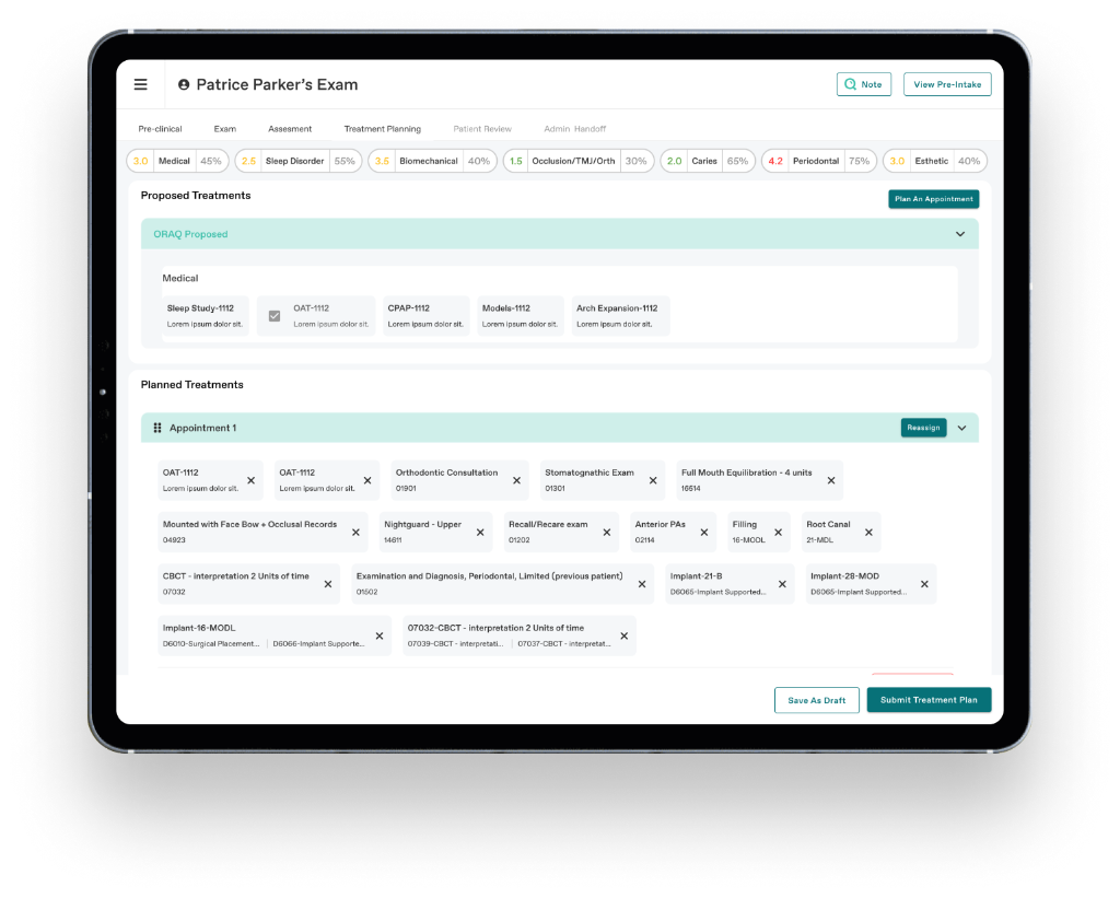 OraQ Proposed Treatments View