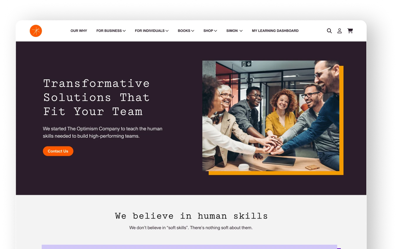 Simon Sinek Optimism Company E-Learning & Subscription Platform Homepage